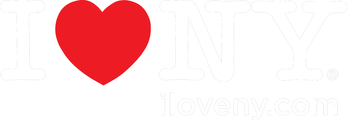 I ❤️ NY logo featuring a red heart symbol and the website iloveny.com in white letters on a black background—a beacon for exciting travel packages to explore the Empire State.
